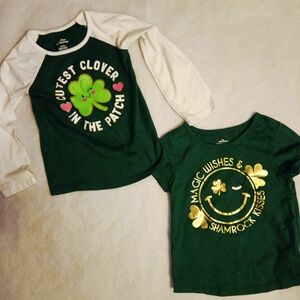 Green and White Kids Shamrock Tops